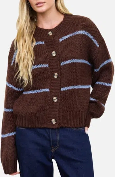 Blu Pepper Stripe Jacquard Cardigan In Brown