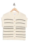 Blu Pepper Stripe Knit Button Front Top In Neutral