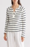 Blu Pepper Stripe Knit Henley In Navy