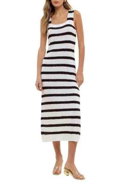 Blu Pepper Stripe Knit Midi Dress In Ivory