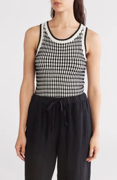 Blu Pepper Stripe Knit Sleeveless Sweater In Black