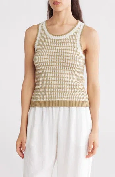 Blu Pepper Stripe Knit Sleeveless Sweater In Light Olive