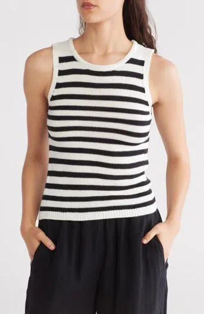 Blu Pepper Stripe Knit Sleeveless Top In Black
