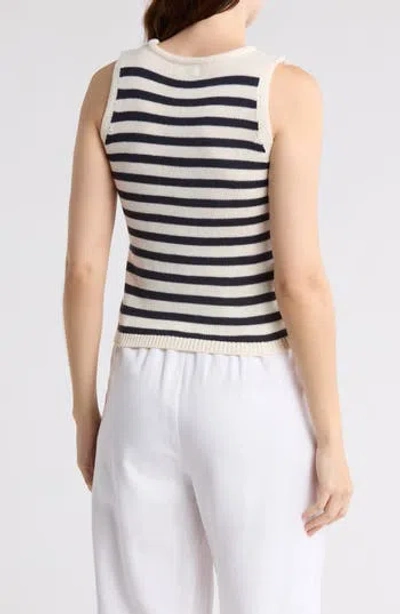 Blu Pepper Stripe Knit Sleeveless Top In Navy