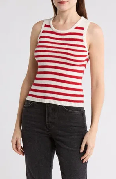 Blu Pepper Stripe Knit Sleeveless Top In Red