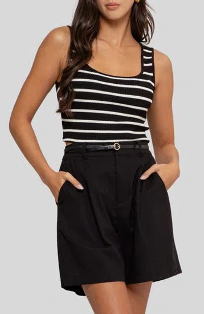 Blu Pepper Stripe Knit Tank In Black