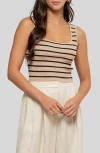 Blu Pepper Stripe Knit Tank In Deep Taupe
