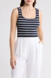 Blu Pepper Stripe Knit Tank In Navy