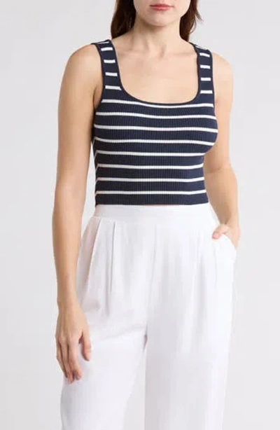 Blu Pepper Stripe Knit Tank In Navy