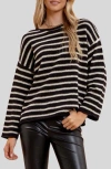 Blu Pepper Stripe Knit Top In Black