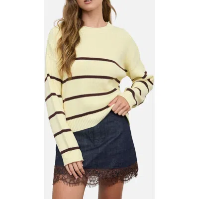 Blu Pepper Stripe Long Sleeve Sweater In Yellow