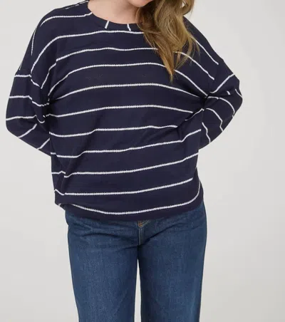 Blu Pepper Stripe Long Sleeve Top In Navy In Blue