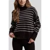 Blu Pepper Stripe Mock Neck Sweater In Black