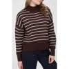 Blu Pepper Stripe Mock Neck Sweater In Brown