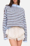 Blu Pepper Stripe Mock Neck Sweater In Multi