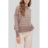 Blu Pepper Stripe Mock Neck Sweater In Mocha