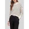 Blu Pepper Stripe Mock Neck Sweater In Oatmeal