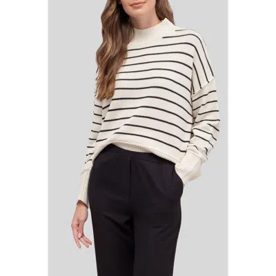 Blu Pepper Stripe Mock Neck Sweater In Oatmeal