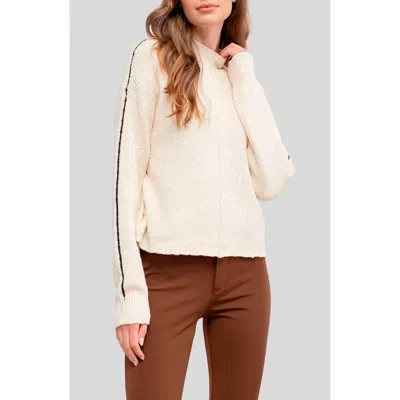 Blu Pepper Stripe Mock Neck Sweater In Oatmeal