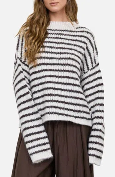 Blu Pepper Stripe Mock Neck Sweater In White
