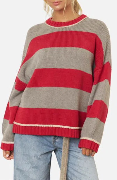 Blu Pepper Stripe Oversize Cotton Blend Sweater In Multi