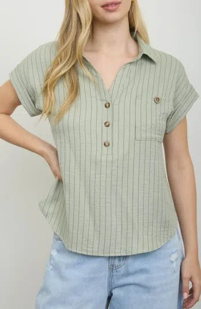 Blu Pepper Stripe Pocket Shirt In Green