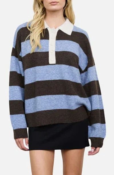 Blu Pepper Stripe Polo Sweater In Multi