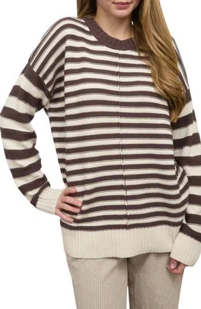 Blu Pepper Stripe Pullover Sweater In Brown