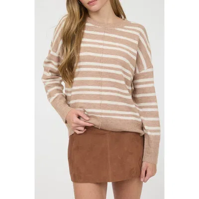 Blu Pepper Stripe Relaxed Fit Sweater In Brown