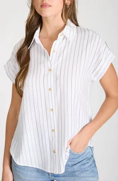 Blu Pepper Stripe Short Sleeve Button-up Shirt In Multi