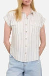 Blu Pepper Stripe Short Sleeve Button-up Shirt In Multi