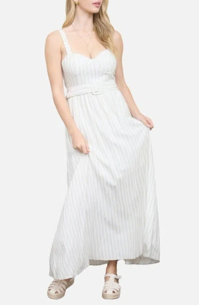 Blu Pepper Stripe Sleeveless Dress In Green