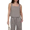 Blu Pepper Stripe Square Neck Tank In Brown