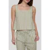 Blu Pepper Stripe Square Neck Tank In Green