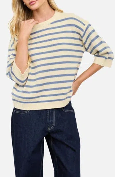 Blu Pepper Stripe Three-quarter Sleeve Sweater In White