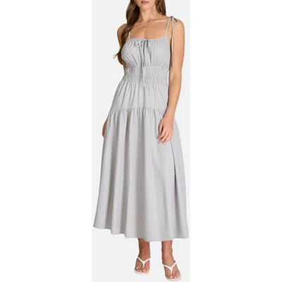 Blu Pepper Stripe Tiered Midi Sundress In Blue