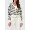 Blu Pepper Stripe V-neck Cardigan In Ivory