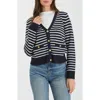 Blu Pepper Stripe V-neck Cardigan In Navy