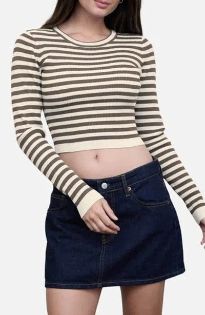 Blu Pepper Striped Cropped Ribbed Sweater In Multi