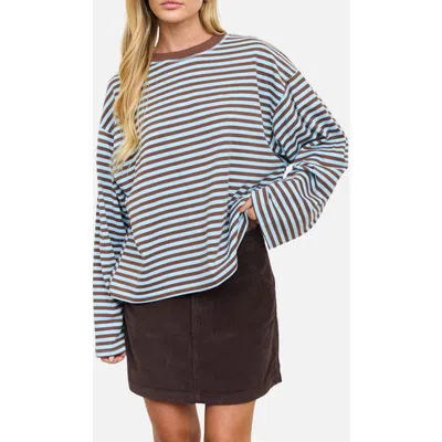 Blu Pepper Striped Long Sleeve Knit Top In Blue