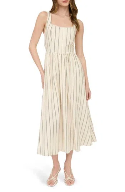 Blu Pepper Striped Midi Sundress In Brown