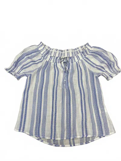 Blu Pepper Striped Off The Shoulder Top In Blue In Multi
