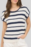 Blu Pepper Striped Open Stitch Sweater In Multi