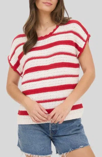 Blu Pepper Striped Open Stitch Sweater In Multi