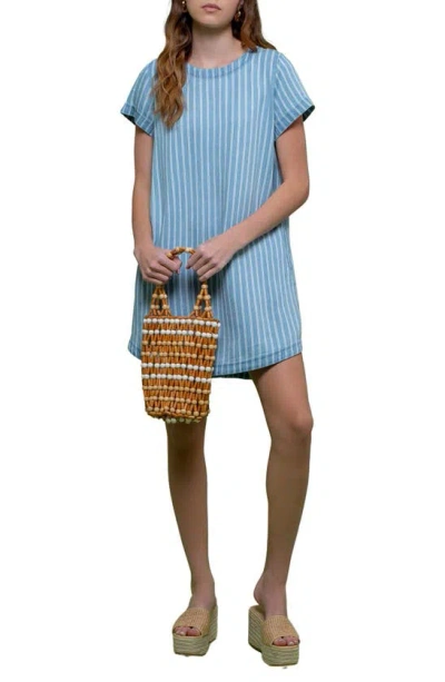 Blu Pepper Striped Shirtdress In Denim