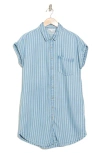 Blu Pepper Short Sleeve Chambray Button-up Shirt In Denim