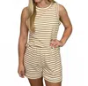 Blu Pepper Striped Tank & Shorts Set In Sand And White In Neutral