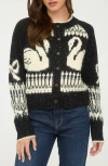 Blu Pepper Swan Button Cardigan In Black