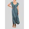 Blu Pepper Sweatheart Neck Shirred Maxi Dress In Light Teal