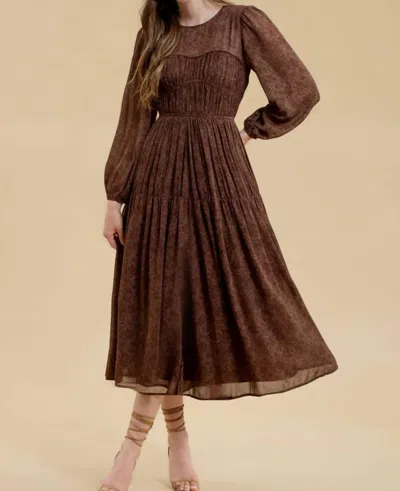 Blu Pepper Sweetheart Neck Shirred Maxi Dress In Dark Burgundy In Brown